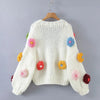 Cardigan Tricot Fleur 3D