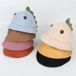 Chapeau - Casquette - Bonnet Kawaii 2019 new corduroy Cute dinosaur Bucket Hat Fisherman Hat outdoor travel hat Sun Cap Hats for Children boys and girls 01