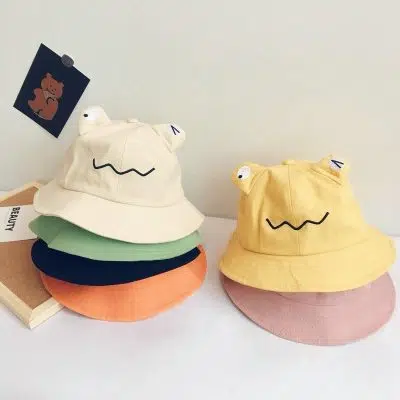 Chapeau - Casquette - Bonnet Kawaii 2020 Frog shape Bucket Hat Fisherman Hat outdoor travel hat Sun Cap Hats for children boys and girls 39