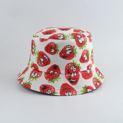 Chapeau - Casquette - Bonnet Kawaii Cute Strawberry Printed Fisherman Hat Women Men Summer Foldable Panama Bucket Hat Reversible Fishing Cap Bob Chapeau Sun Hat