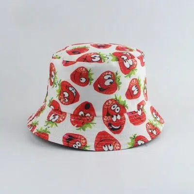 Chapeau - Casquette - Bonnet Kawaii Cute Strawberry Printed Fisherman Hat Women Men Summer Foldable Panama Bucket Hat Reversible Fishing Cap Bob Chapeau Sun Hat