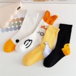 Chaussette Kawaii duck animal print cartoon cute socks woman calcetines kawaii harajuku skarpetki mujer meia calcetas divertidos happy white funny