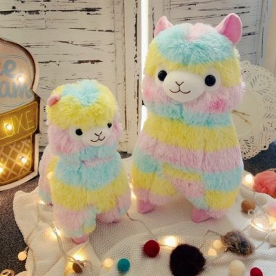 Peluche Kawaii Alpaga arc-en-ciel