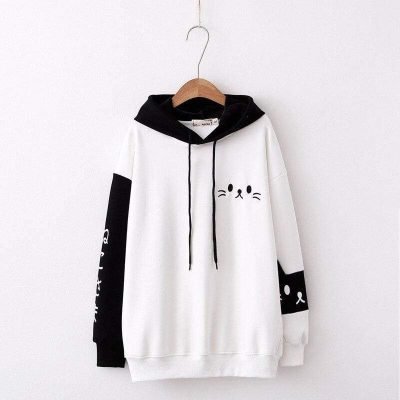 Sweat Kawaii Neko  Noir et Blanc