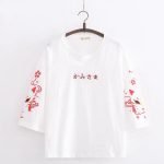 T-Shirt japonais tête de chat en blanc